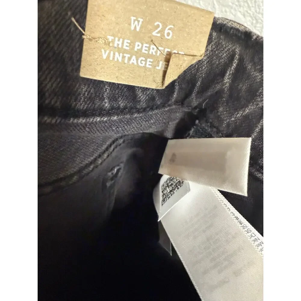 Madewell Perfect Vintage High Rise Tapered 90s Lunar Black Denim Jeans Size 26 - Picture 13 of 14